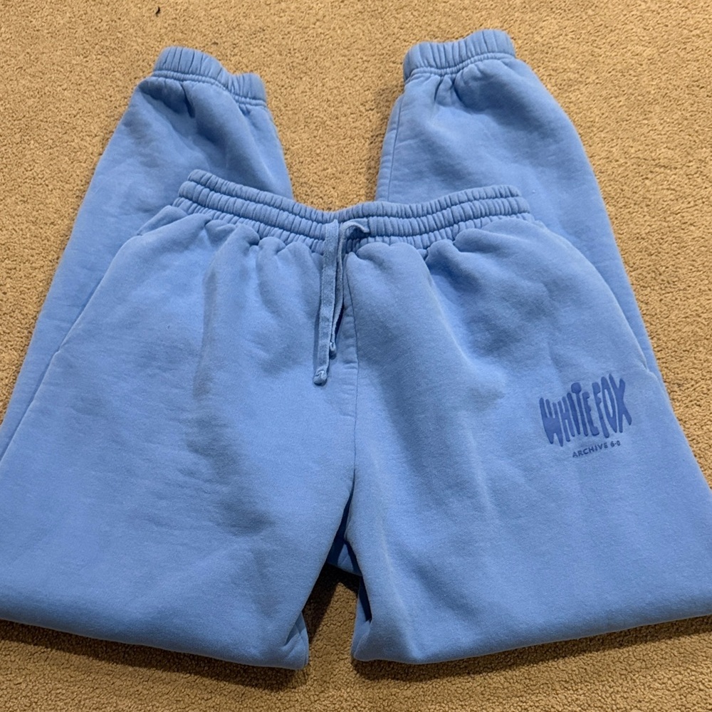 White Fox Light Blue Joggers